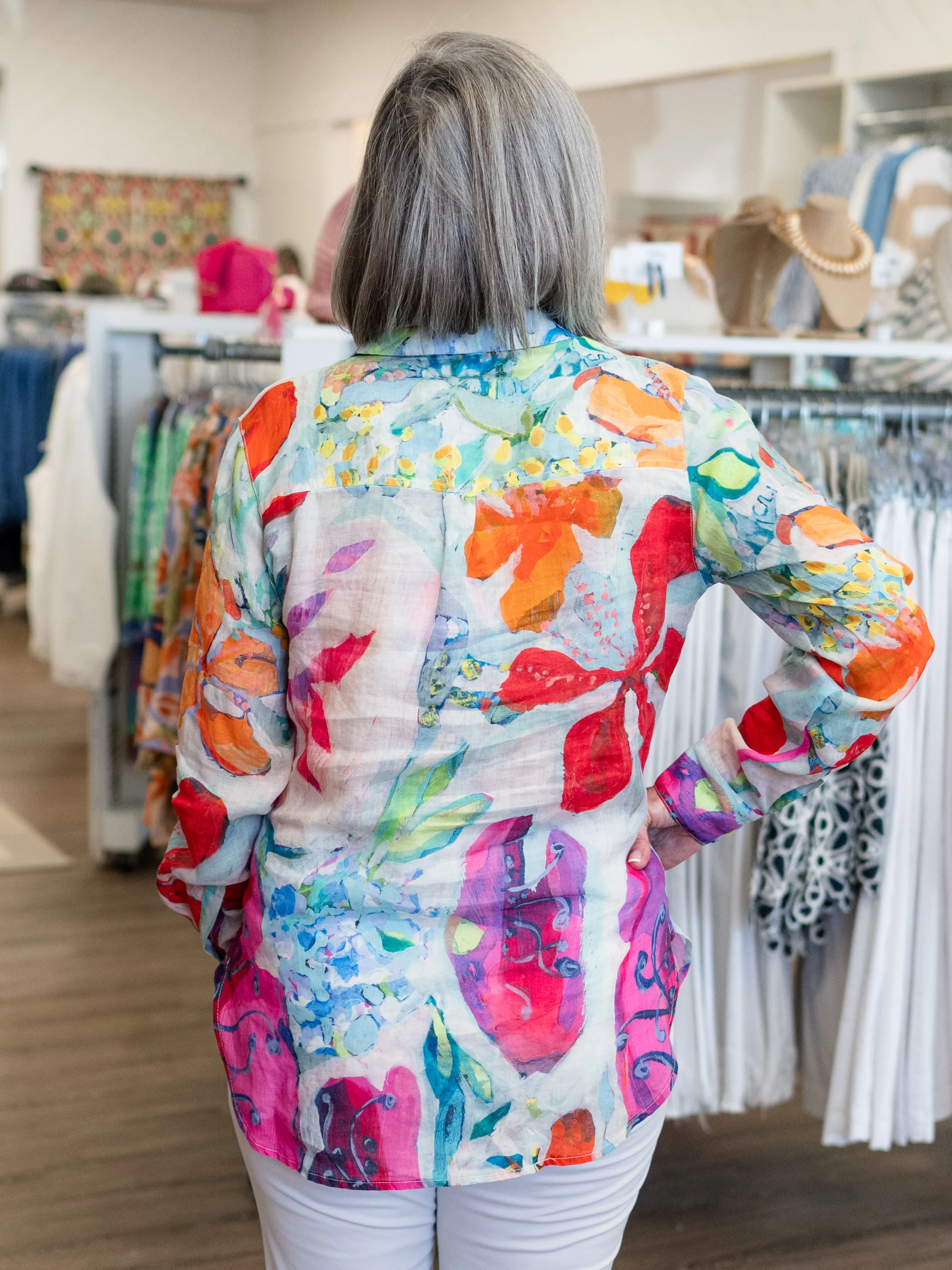 A Smattering of Spring Button Front Blouse by Claire Desjardins