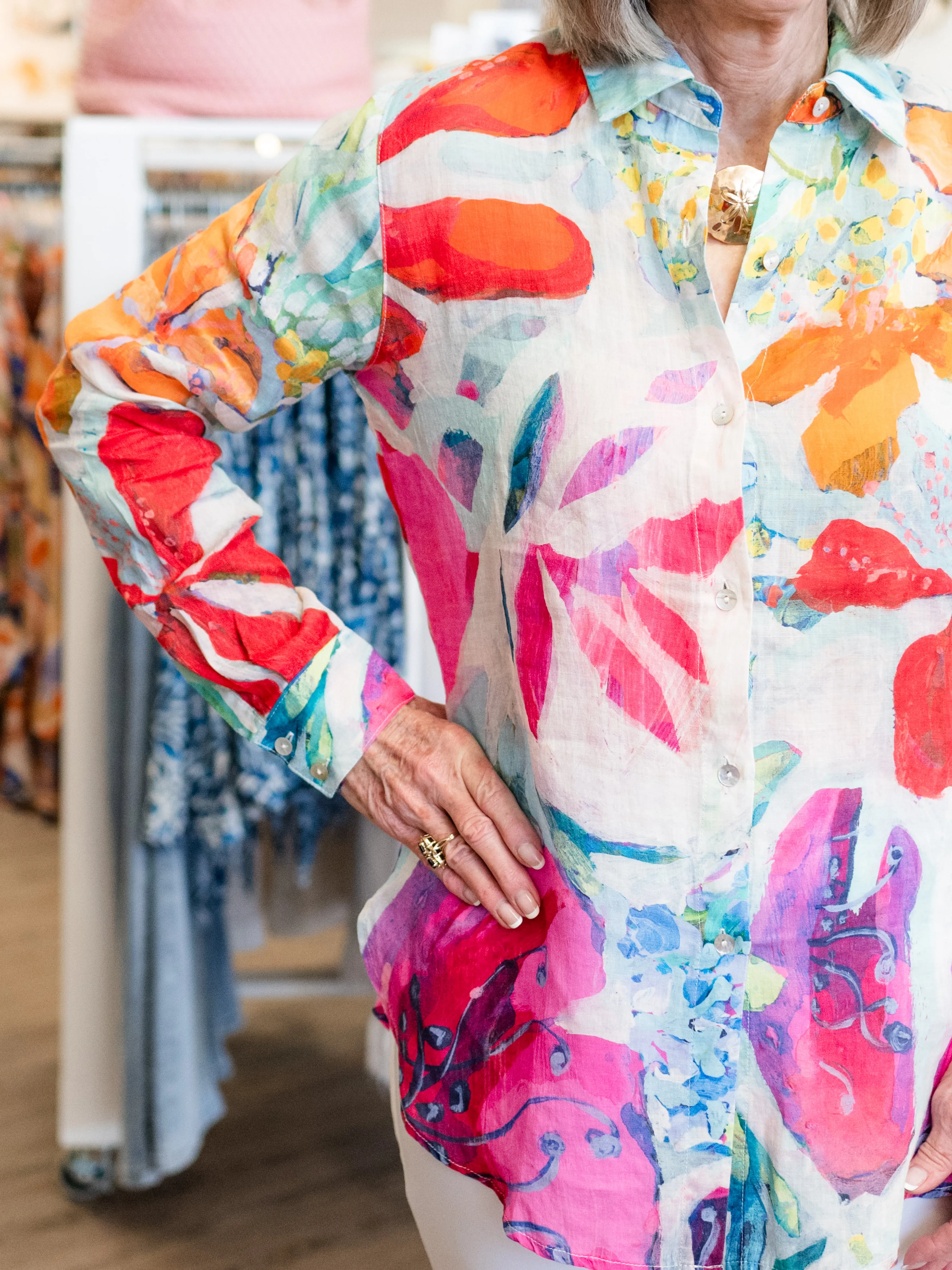 A Smattering of Spring Button Front Blouse by Claire Desjardins