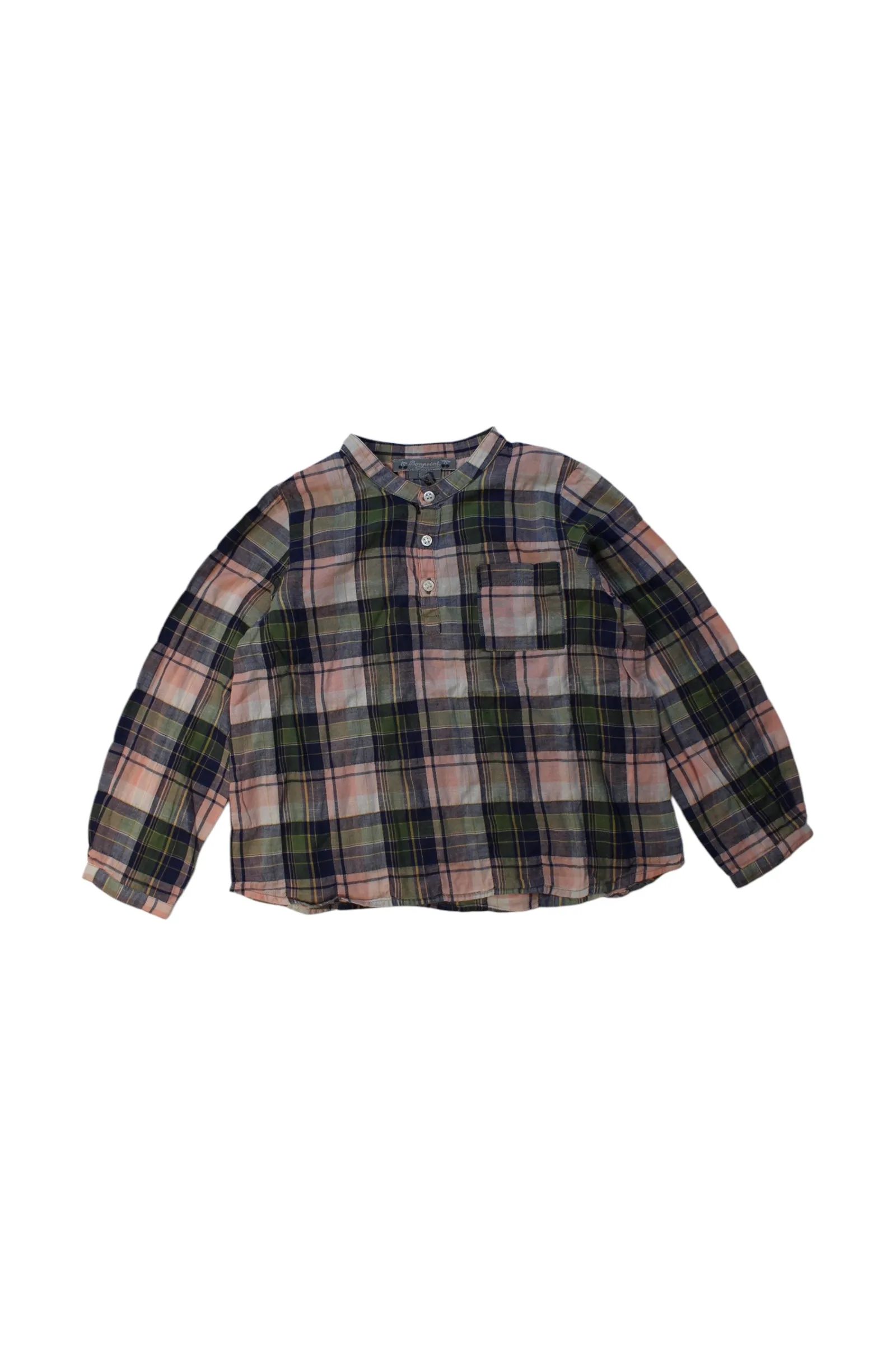 Bonpoint Plaid Long Sleeve Shirt 4T