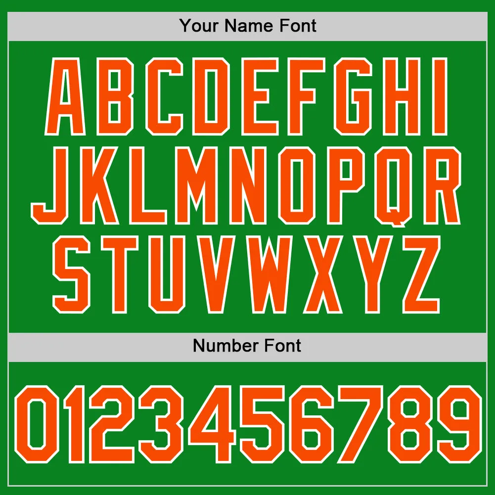 Custom Grass Green Orange-White Authentic Baseball Jersey