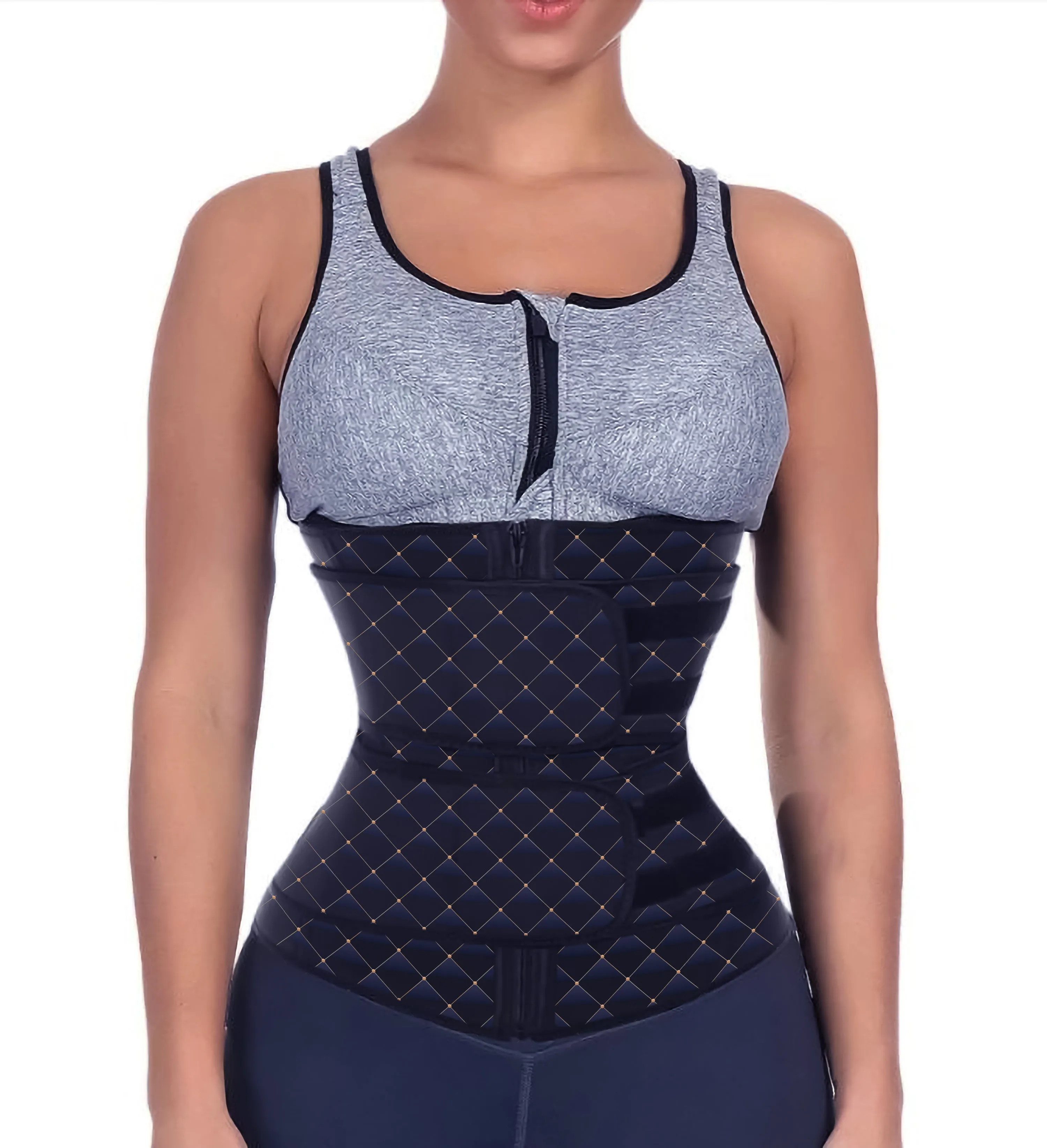Diamond Pattern Neoprene Waist Trainer with 2 Velcro Belts