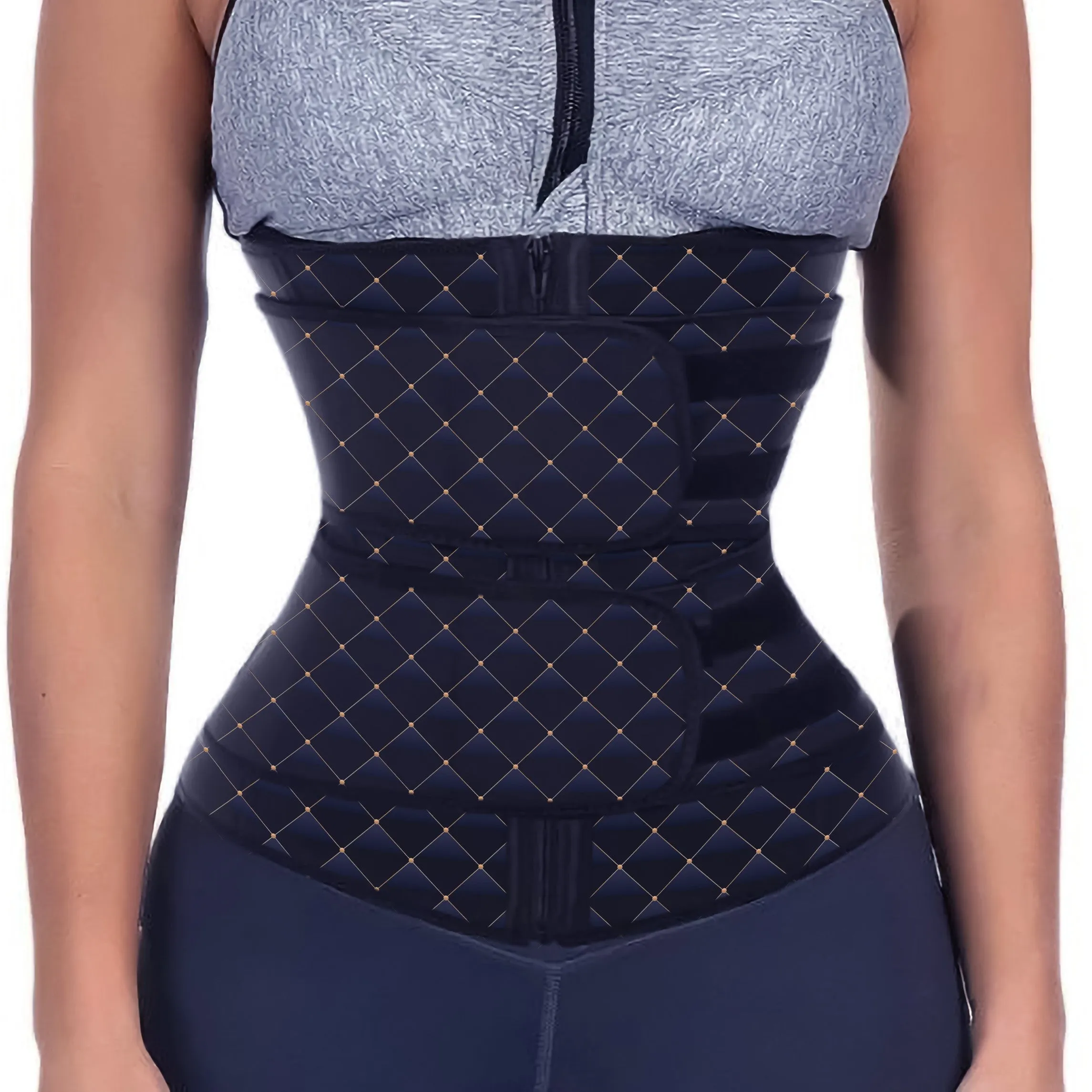 Diamond Pattern Neoprene Waist Trainer with 2 Velcro Belts