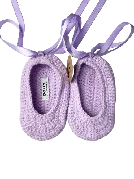 DOLLY by Le Petit Tom ® CROCHET BABY BALLERINAS lavender