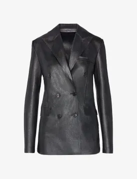 Faux Leather Double Breasted Jacket