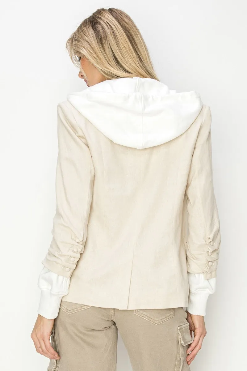 Linen Blazer with Hoodie