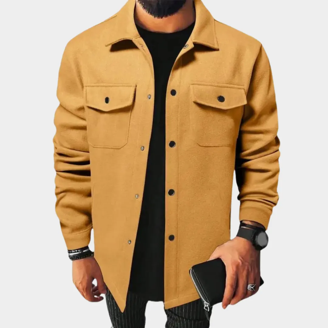 Men's Classic Solid Color Jacket  Workwear Overcoat  Casual European Streetwear  Multiple Colours