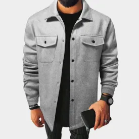 Men's Classic Solid Color Jacket  Workwear Overcoat  Casual European Streetwear  Multiple Colours