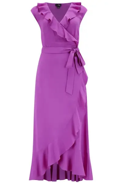 Midaxi Wrap Beach Dress In Ultraviolet - Pour Moi