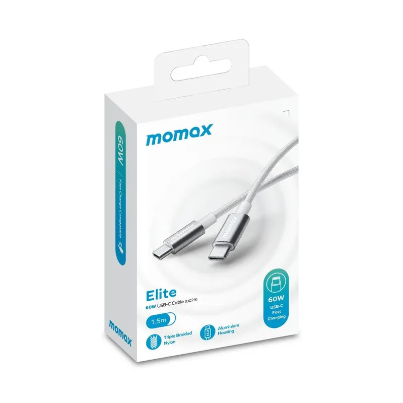 MOMAX 1 Link USB-C to USB-C Charging Cable 100W 2M - USB-IF Certified Fast Charging Heavy Duty - Black
