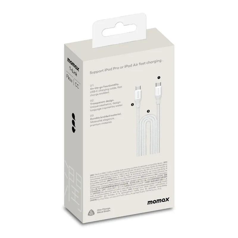 MOMAX 1 Link USB-C to USB-C Charging Cable 100W 2M - White