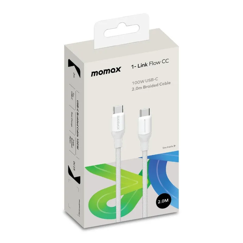 MOMAX 1 Link USB-C to USB-C Charging Cable 100W 2M - White