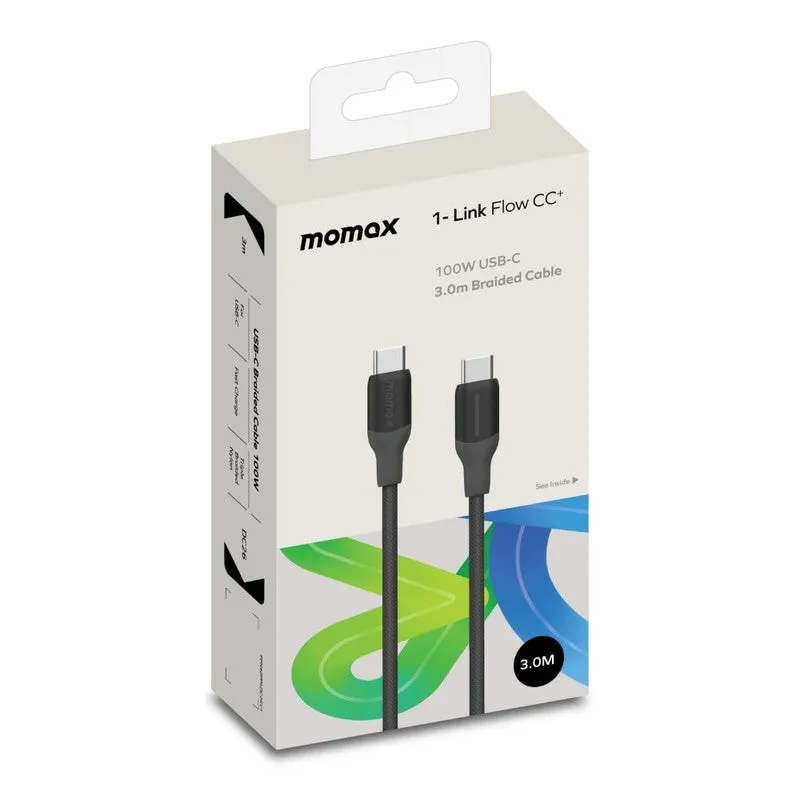 MOMAX 1 Link USB-C to USB-C Charging Cable 100W 3M - Black