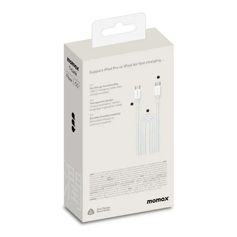 MOMAX 1 Link USB-C to USB-C Charging Cable 100W 3M - White