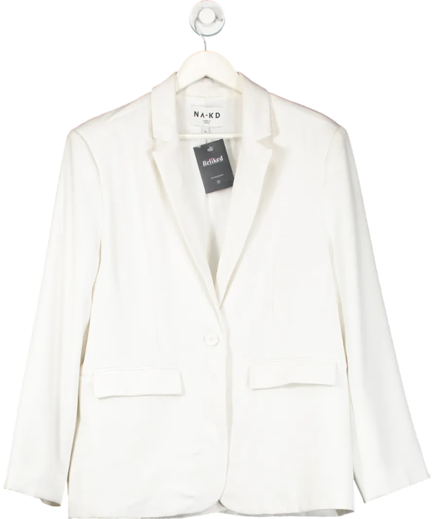 NA-KD White Oversize Straight Blazer UK 8
