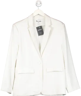 NA-KD White Oversize Straight Blazer UK 8