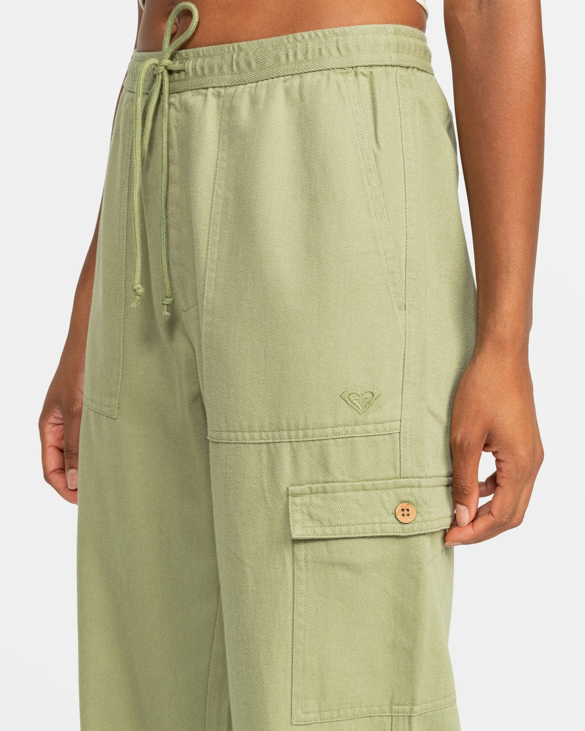 Precious Cargo Twill High Waisted Pants - Oil Green