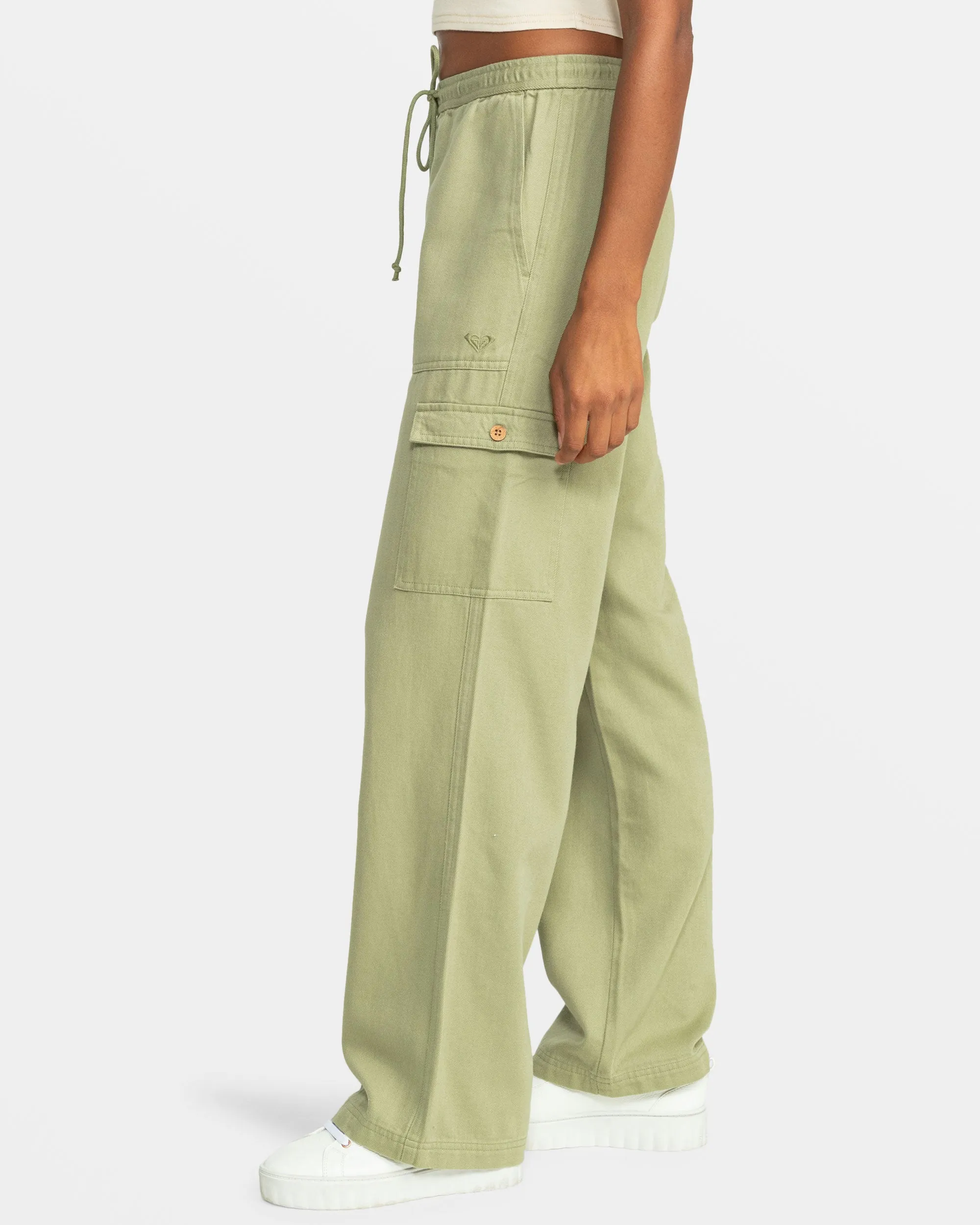 Precious Cargo Twill High Waisted Pants - Oil Green
