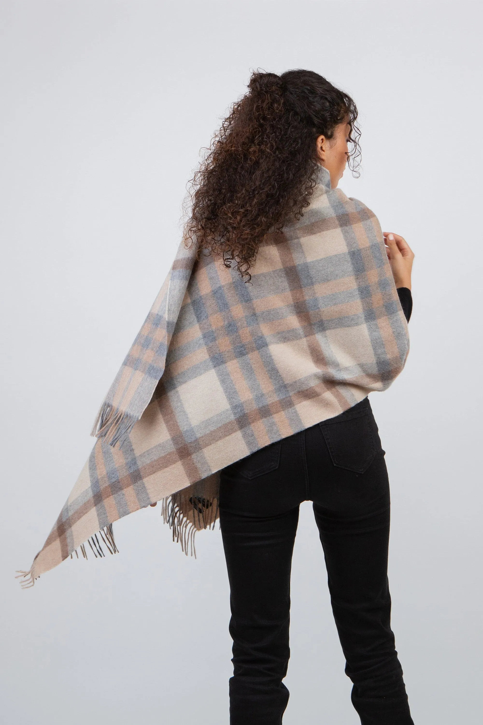 Tartan 2 Cashmere Stole - Natural