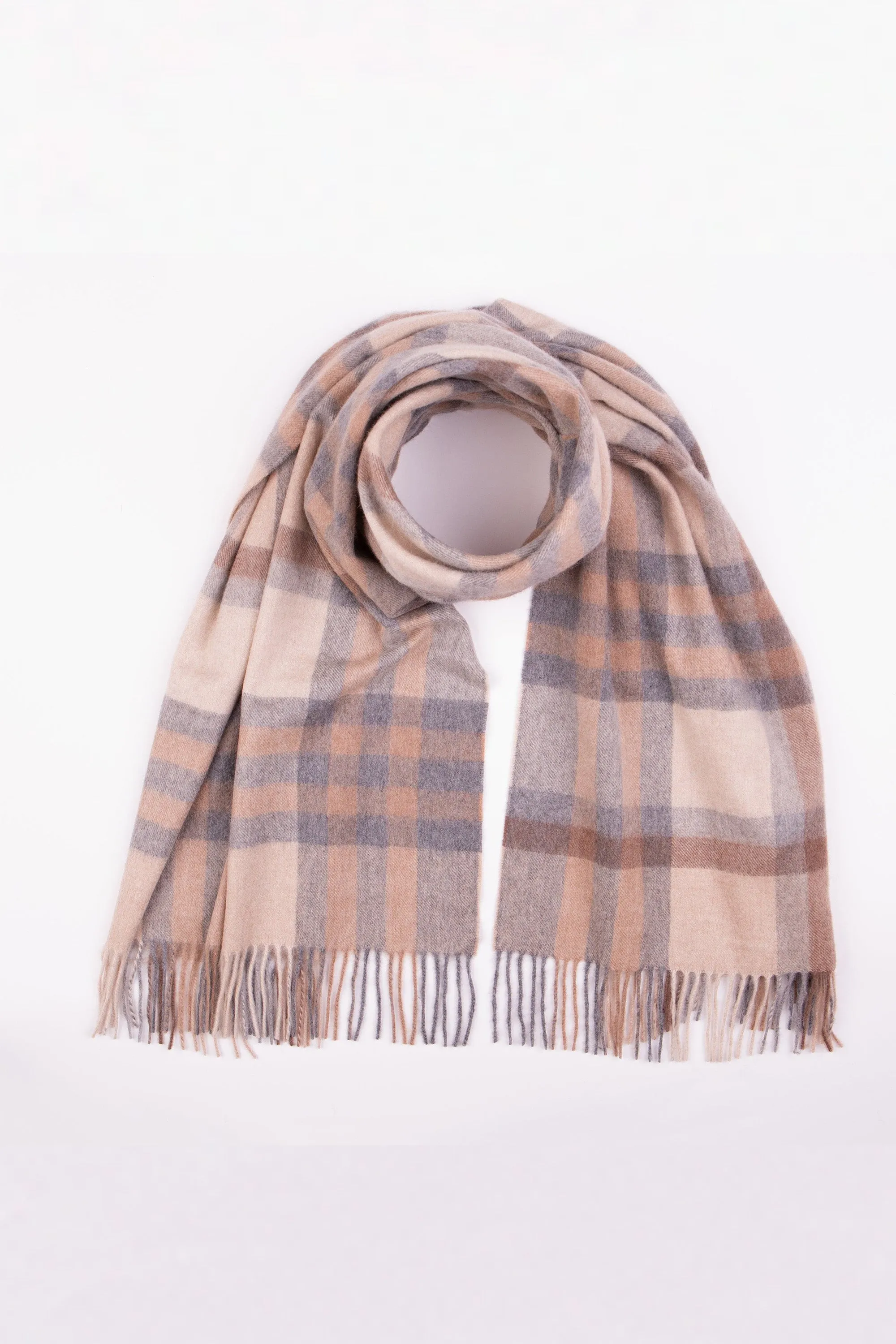 Tartan 2 Cashmere Stole - Natural